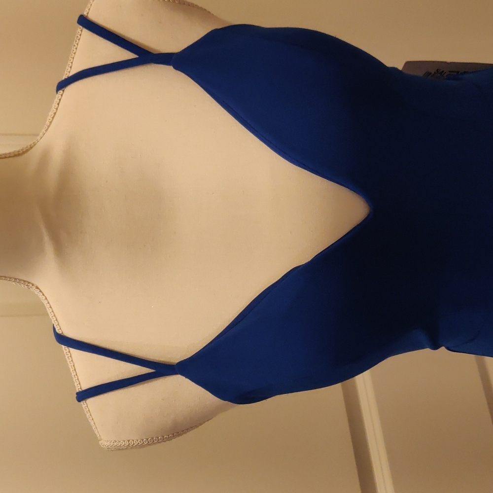 New!EMERALD SUNDAE Formal Juniors' Criss-Cross Mermaid Gown Cobalt Dress Size S - Picture 5 of 12
